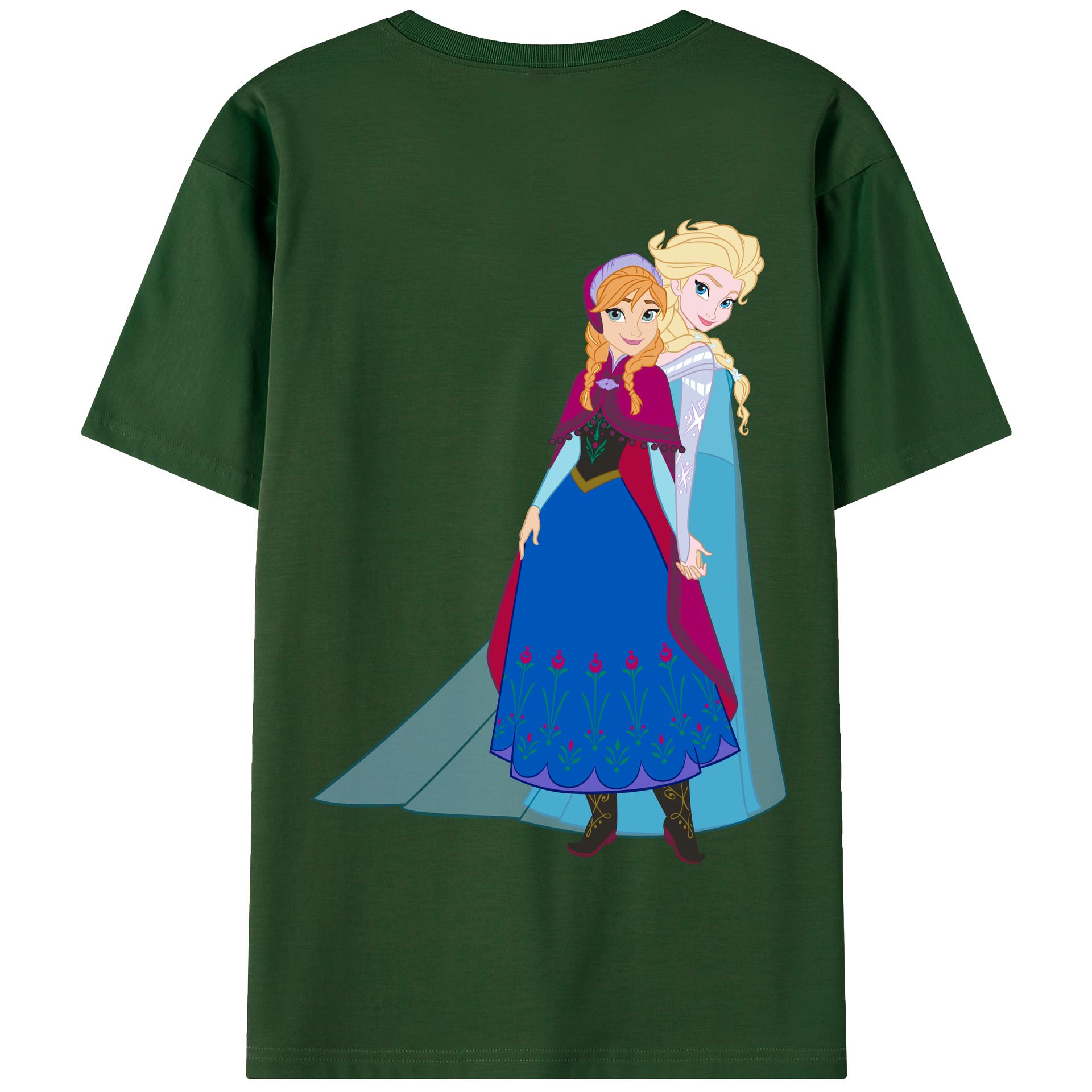 （画像用） アナと雪の女王 アンナ エルサ Frozen Anna Elsa 綿100％半袖Tシャツ（背面プリント）